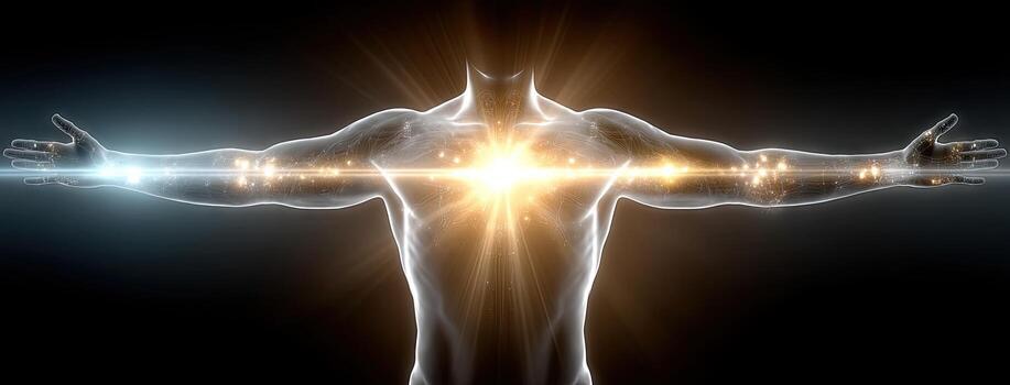 Silhouette of a person radiating energy